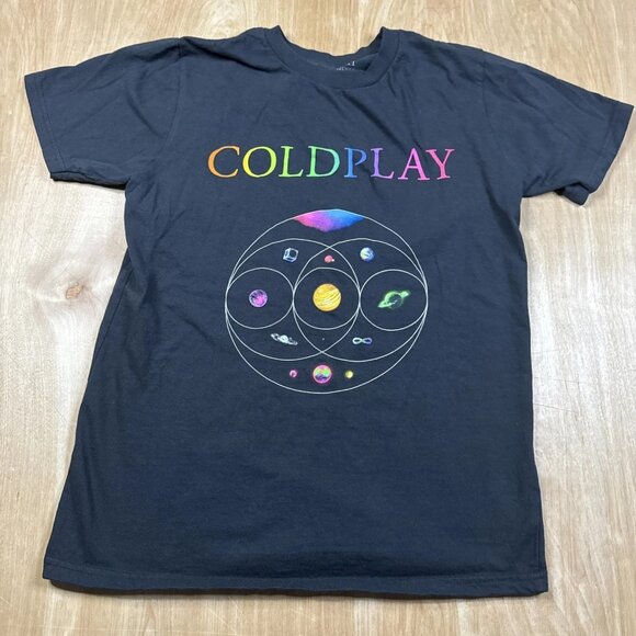 Coldplay Shirt Mens Small Black Music Of The Spheres 2023 Tour Live Band Graphic - Picture 1 of 6
